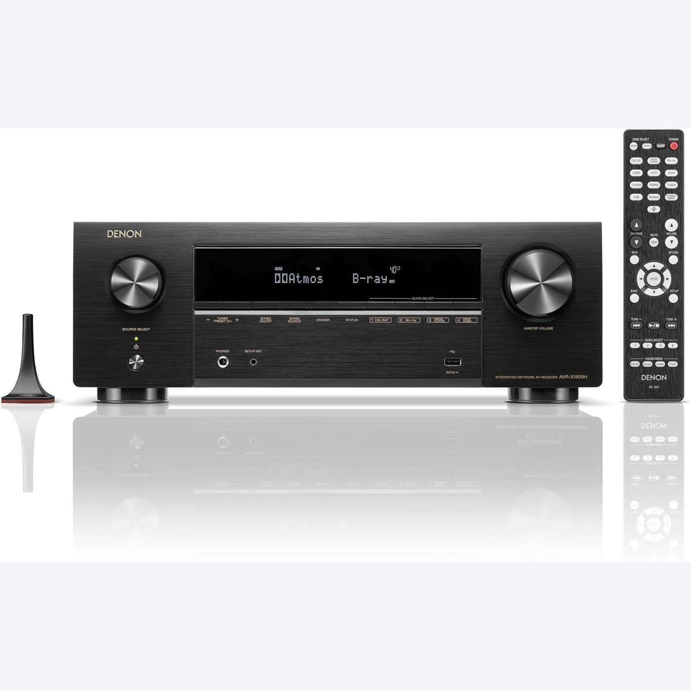 Denon AVR-X1800H AV receiver with remote and setup microphone