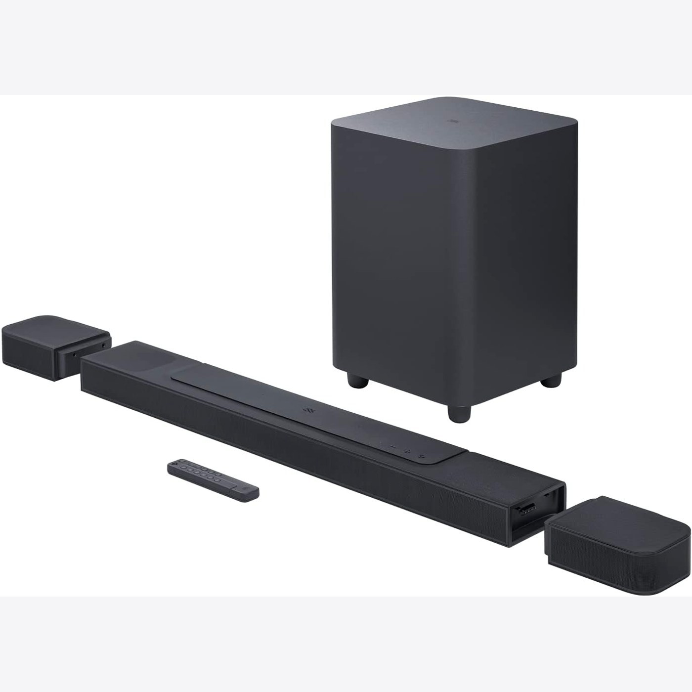 JBL Bar 1000 soundbar system with detachable surround speakers and subwoofer