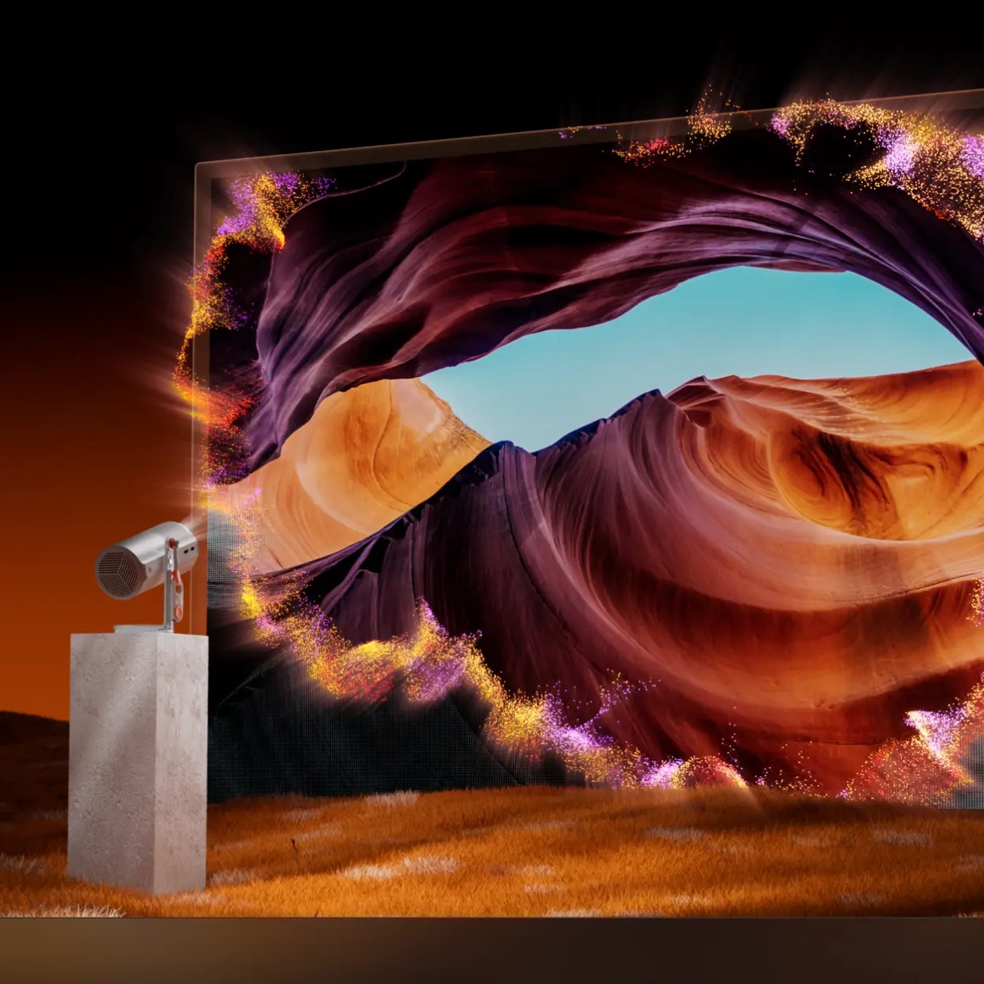 Winner pick: XGIMI MoGo 4 Laser projecting a bright image outdoors